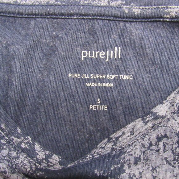 Pure Jill Women's Long sleeves Navy Blue Patterned pullover Top Size S Petite - Picture 3 of 6